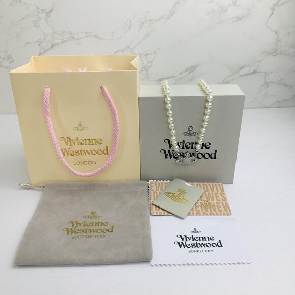 NWT Vivienne westwood Silver Orb Pearl Choker Necklace - Picture 13 of 13